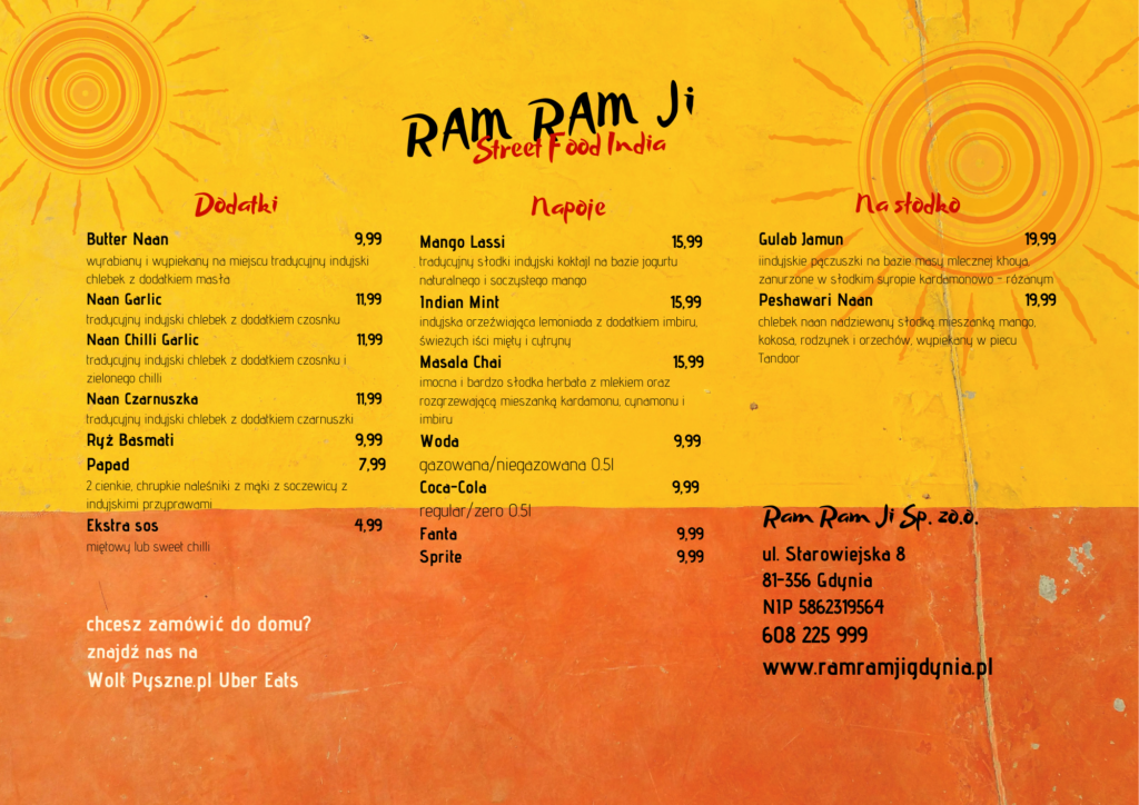 Ram Ram Ji Gdynia restauracja menu